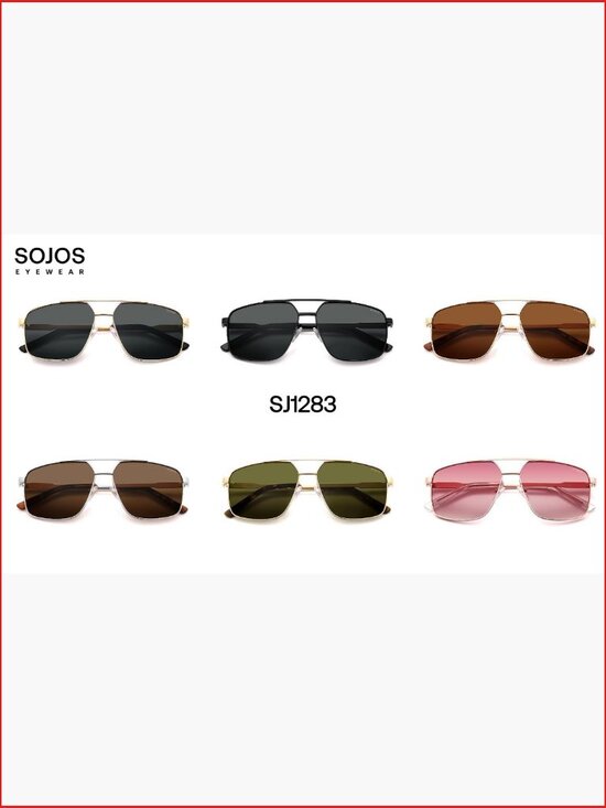 Trendy Square Polarized Aviator Sunglasses for Women, Retro 80s 90s Metal Frame